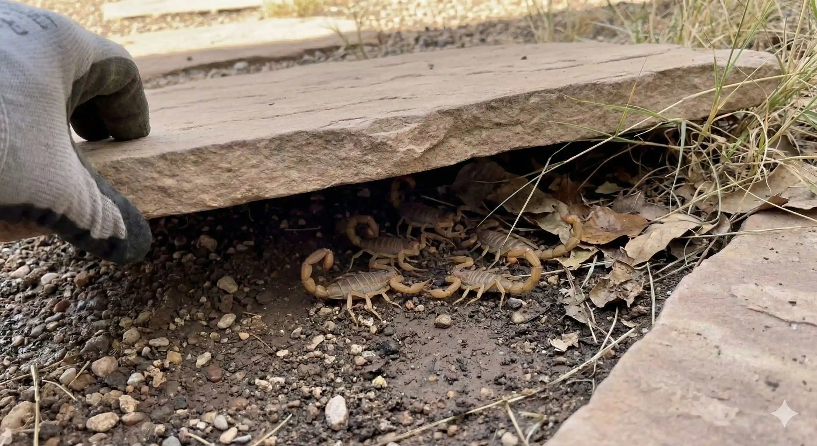 Multiple scorpions found under landscape rock