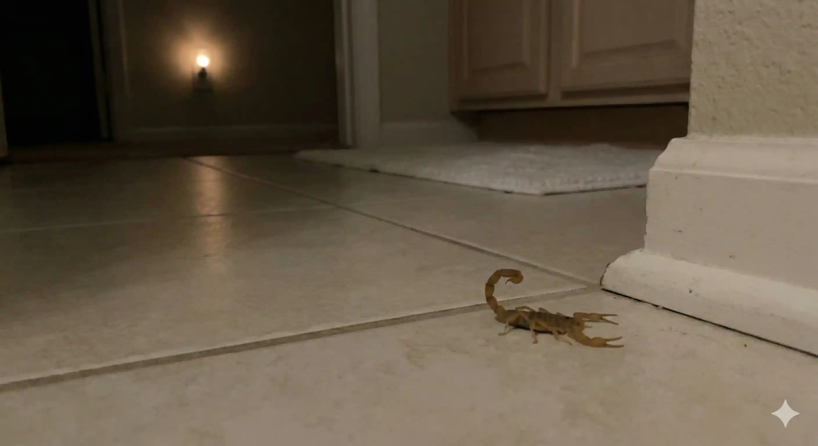 Scorpion spotted inside home at night