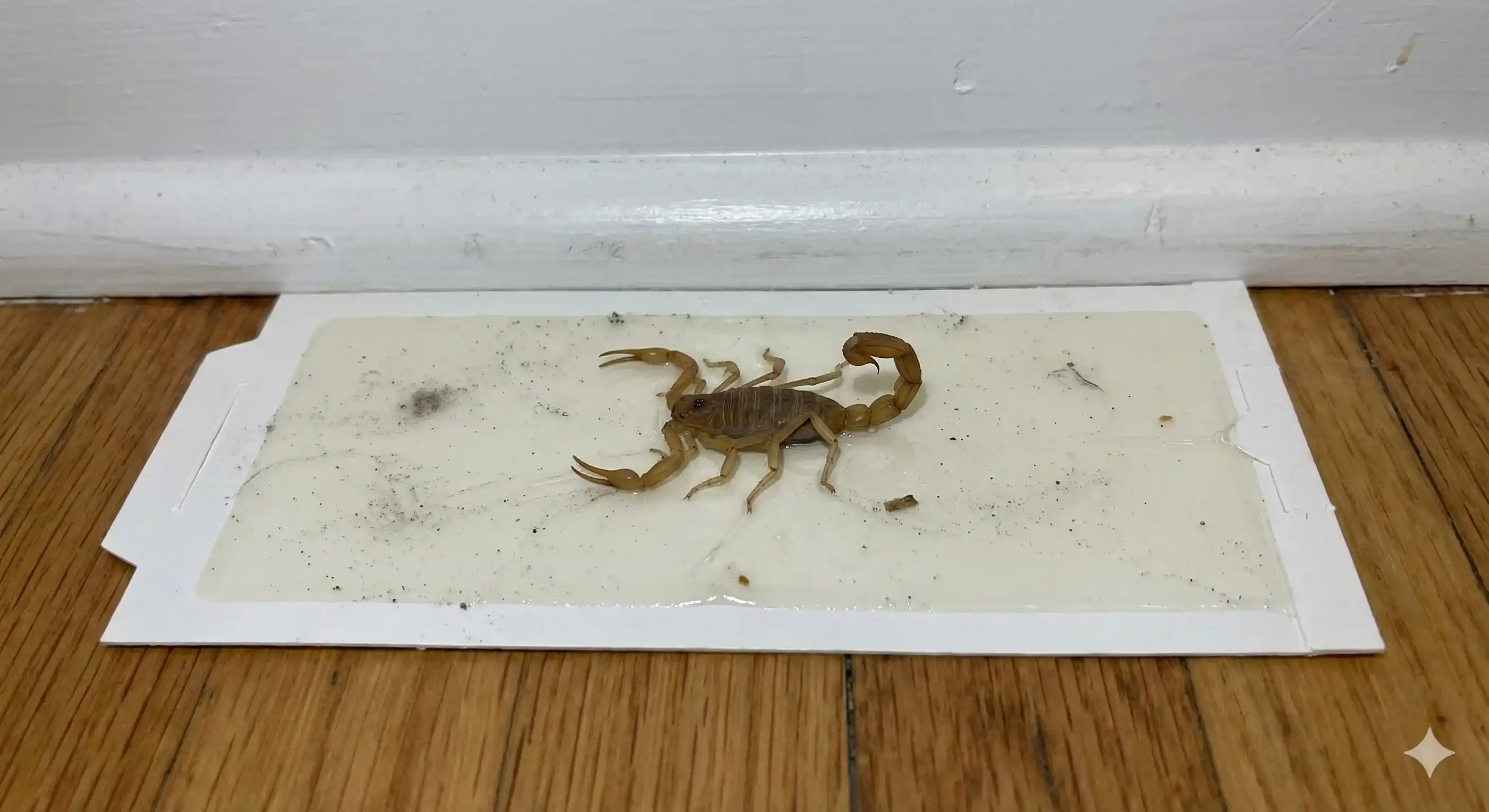 Scorpion caught in glue board monitoring trap