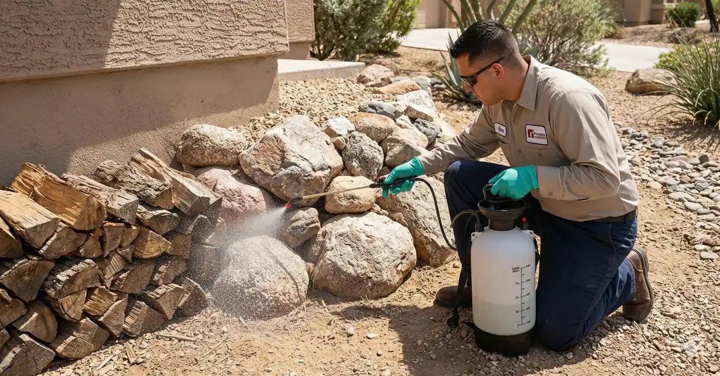 Treating yard habitat areas for scorpion population control