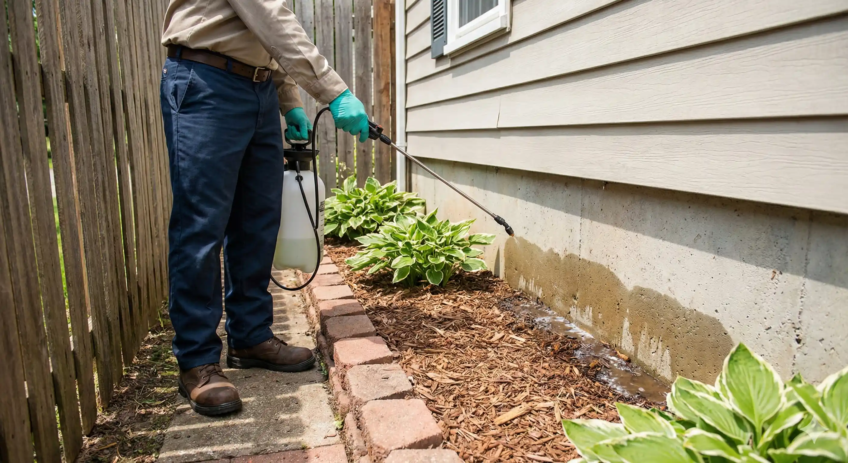 Applying liquid perimeter treatment for snail and slug prevention