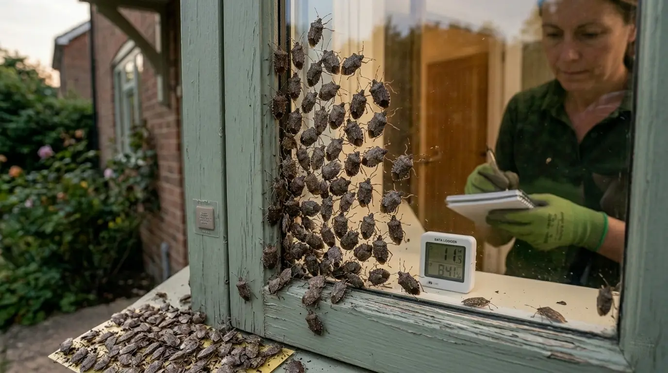 Stink bugs gathered around window inside home