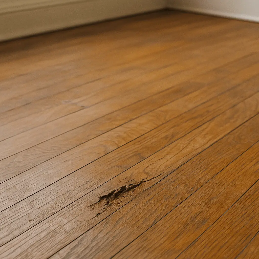 Sagging floor or warped door frame from termite structural damage