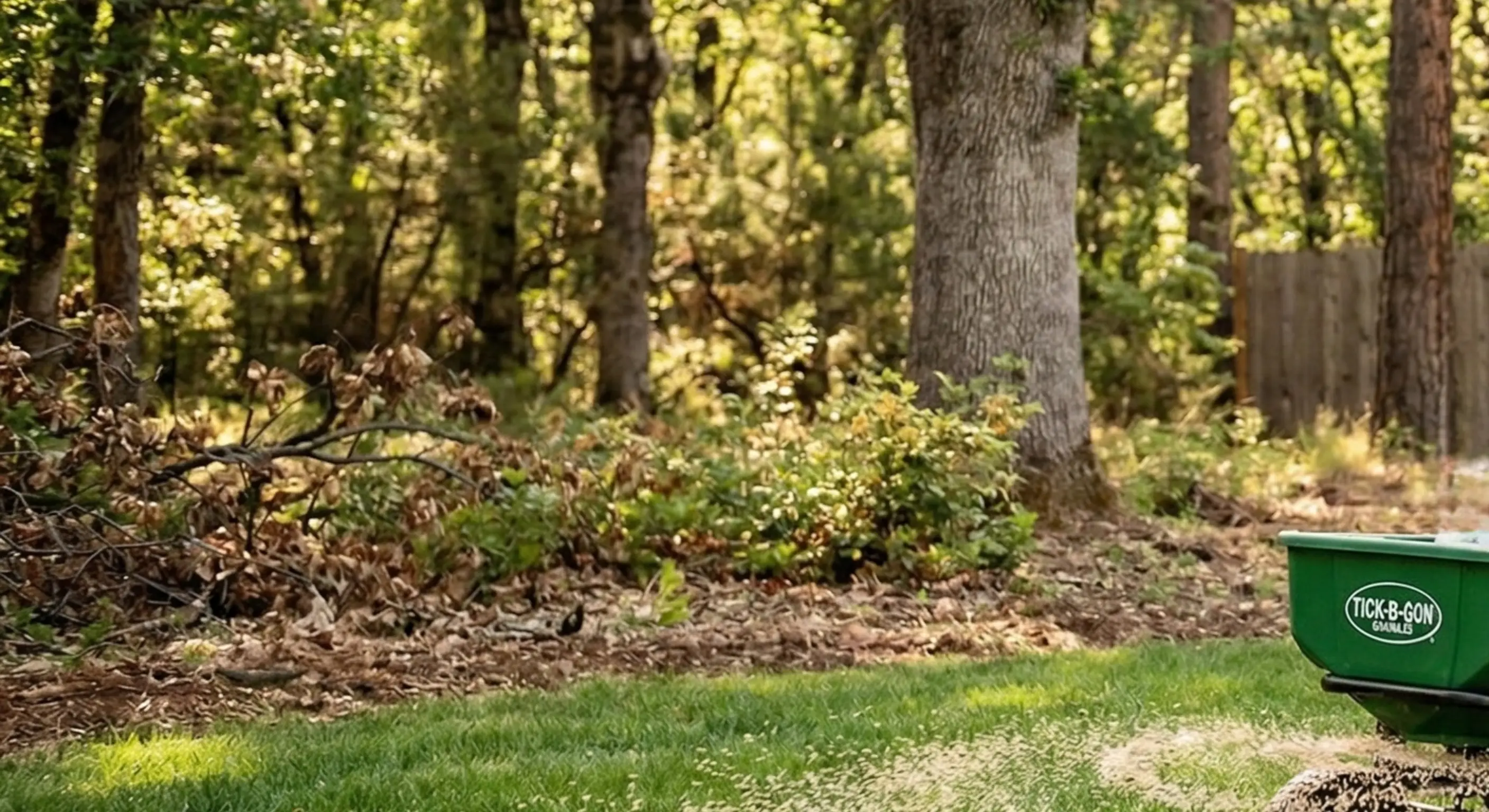 Overgrown grass and vegetation providing tick habitat