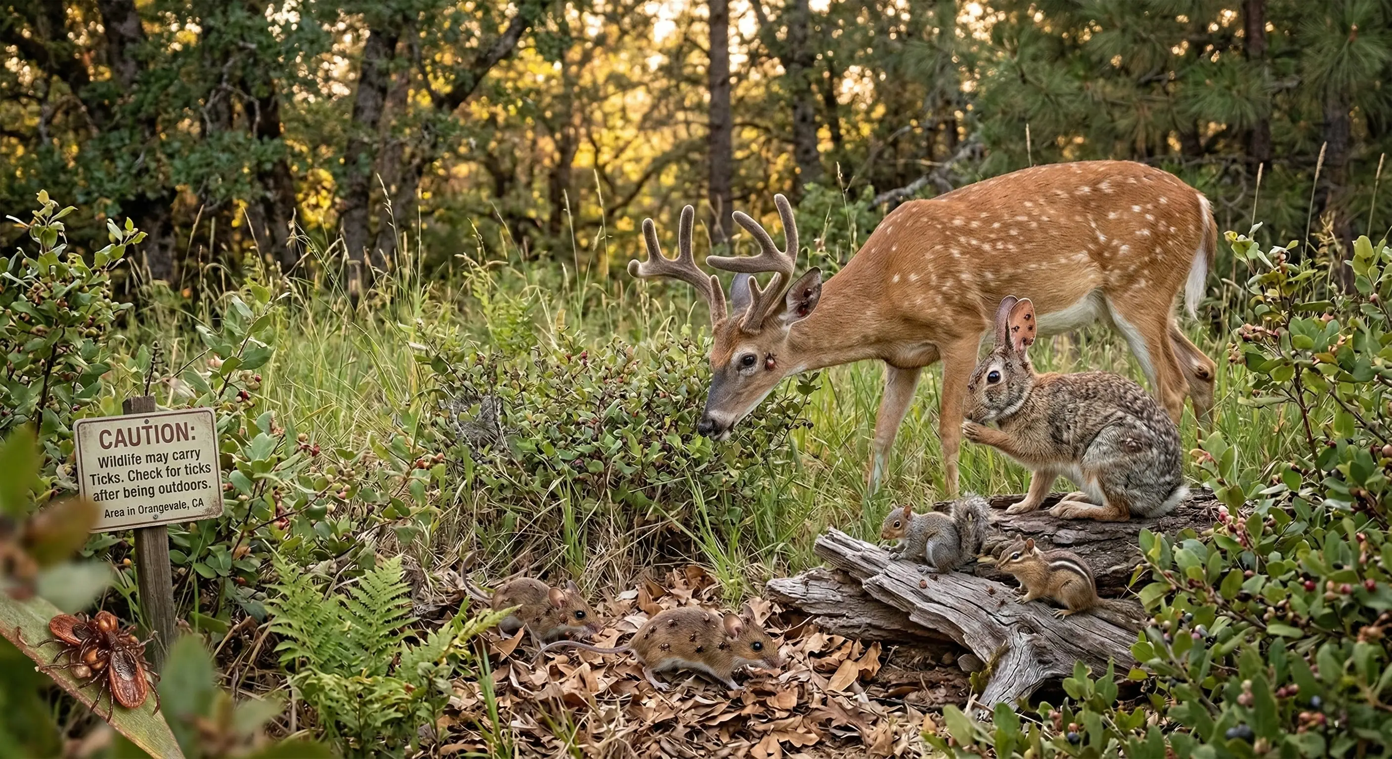 Deer and wildlife that carry ticks onto properties