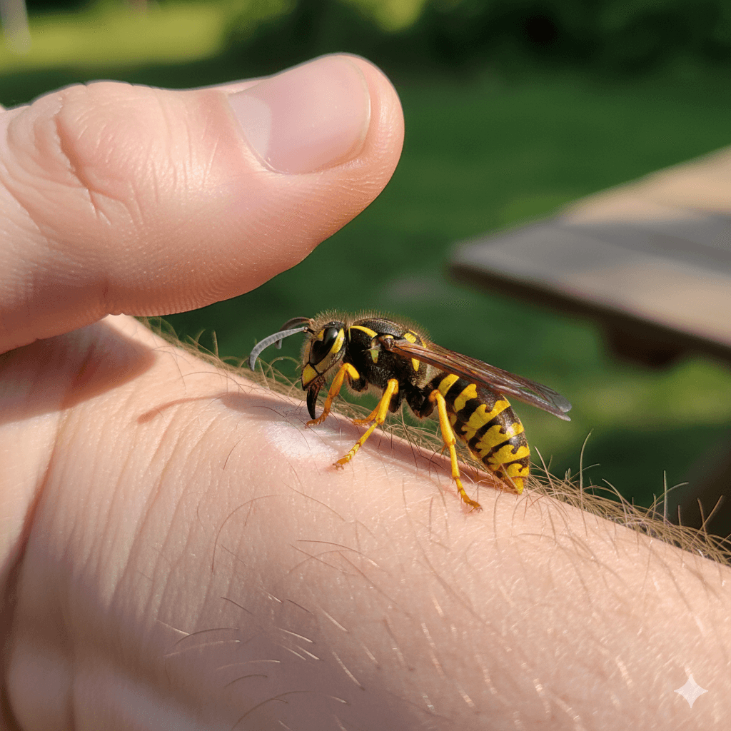 Aggressive defensive wasp behavior diving at people near protected nest territory