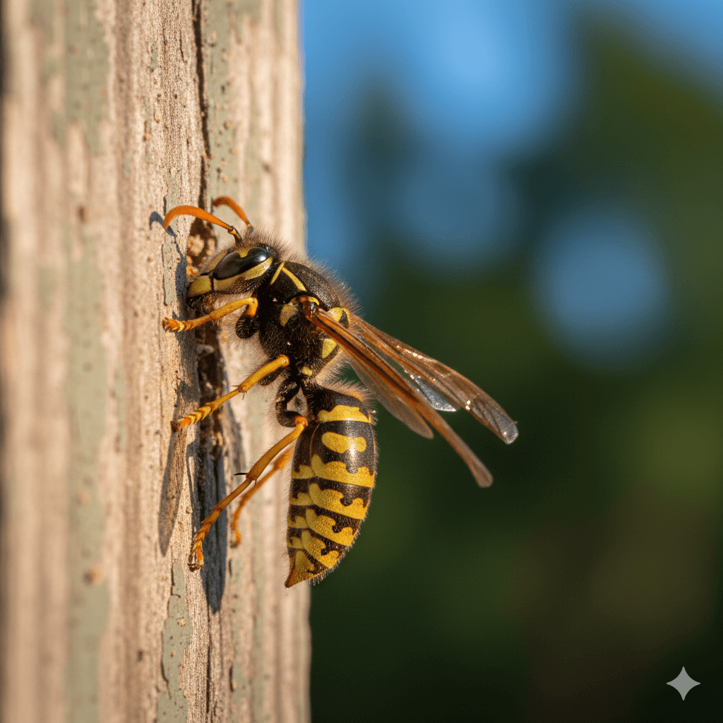 Small holes and gaps in exterior walls serving as yellow jacket entry points