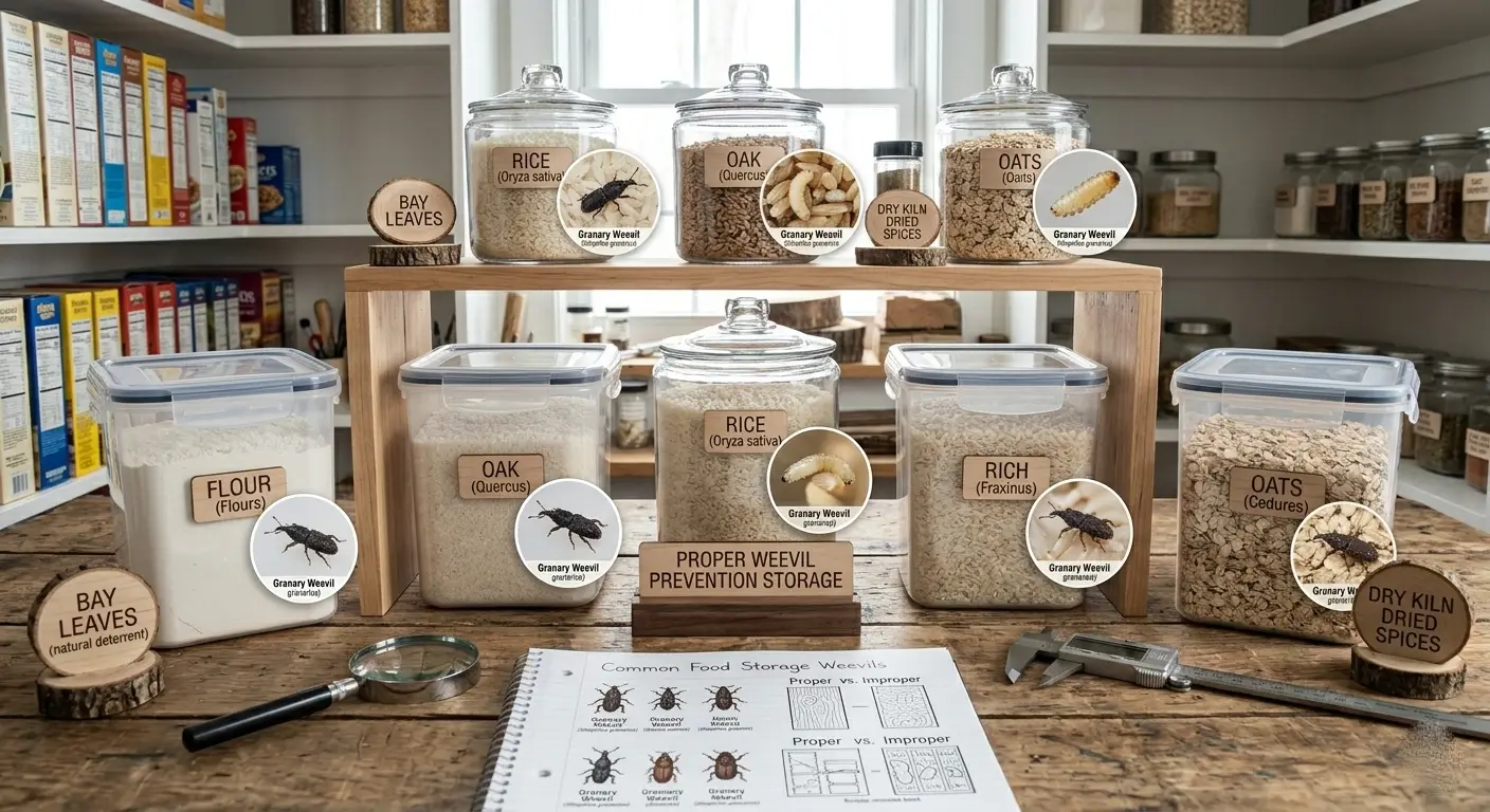 Stored grain products and pantry staples that attract weevils