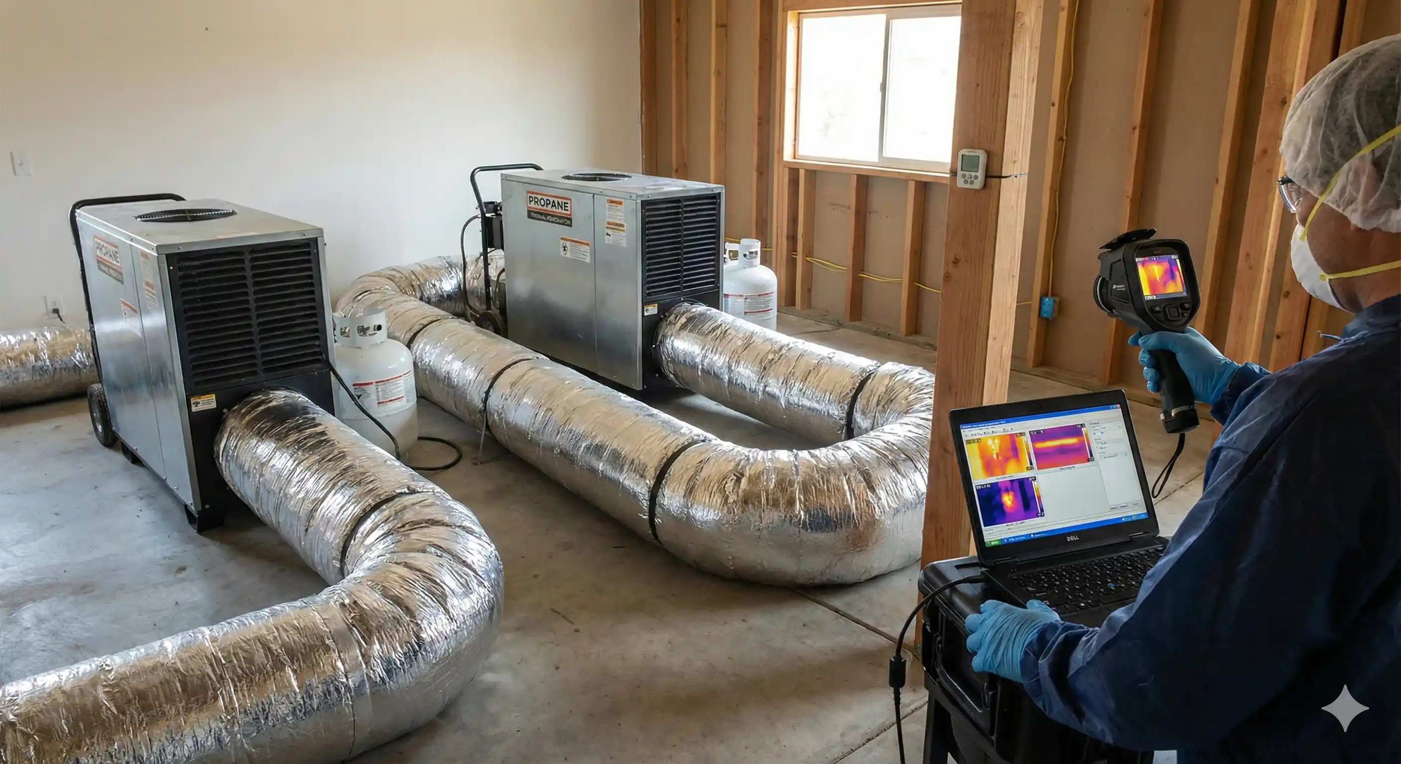 Heat treatment equipment being used on infested wooden furniture