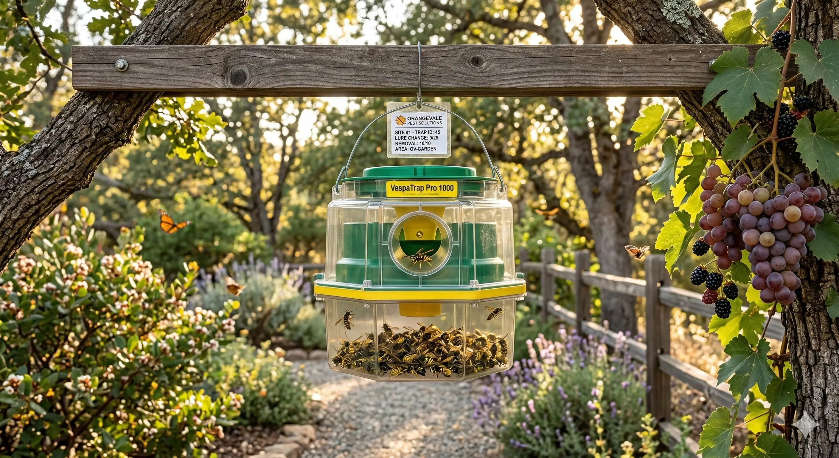 Professional yellow jacket trap installed for population control